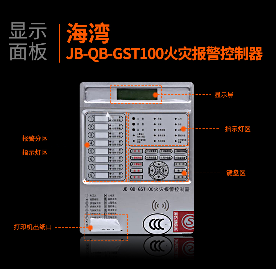 江西海湾JB-QB-GST100江西火灾报警控制器显示面板
